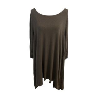 Bryn Walker Tunic Dress Long Sleeve Gray Flowy Lagenlook Modest Plus Size 1X